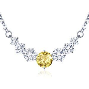 Women's Moissanite Pendant Sterling Silver Gold Plating Yellow Necklace